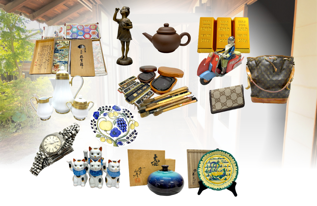 茶道具、掛け軸、アクセサリー、食器、花瓶、木箱など